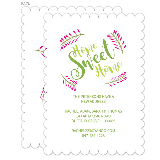 Pink and Green Home Sweet Home Moving Announcements